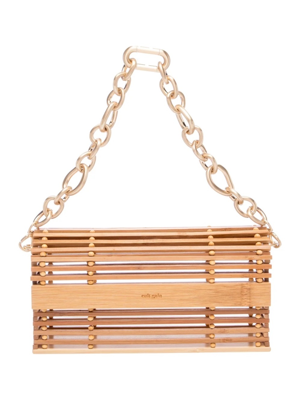 Cult Gaia Sylva Bamboo Top Handle Bag | Gold Chain | Acrylic Frame